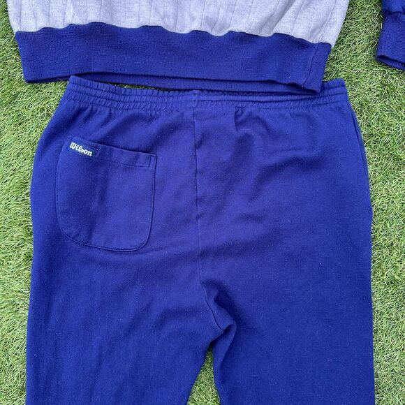 Vintage 90s Wilson Tennis Button Sweatsuit Womens Medium Striped Preppy Blue - Picture 10 of 11